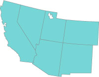 Map showing just the Southwest Region of the United States