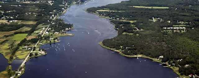 Aerial view of the Taunton River (Photo credit: Save the Bay)
