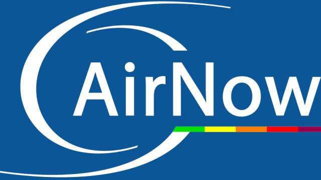 Words AirNow in logo form with rainbow colors underneathe