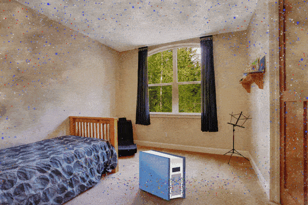 image of an air cleaner in a small room