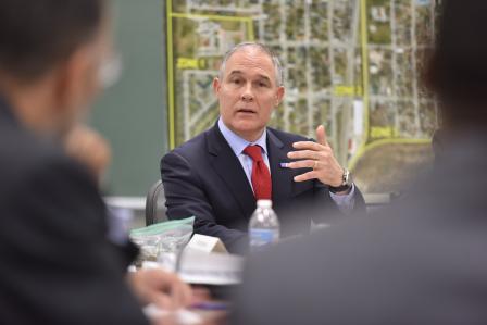 Administrator Pruitt talking to representatives at a meeting in East Chicago, Indiana