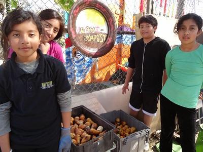 Middle school students ready the outdoor EarthLab Climate Action Center for the summer EPA-sponsored learning academy