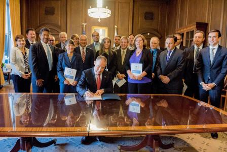 EPA Administrator Scott Pruitt signs the directive to leaders across the Agency
