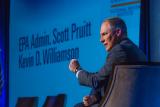 close up of EPA Administrator Scott Pruitt sitting on the dias.
