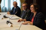 Senator Deb Fischer addresses others present as Acting Administrator Wheeler and another man look on