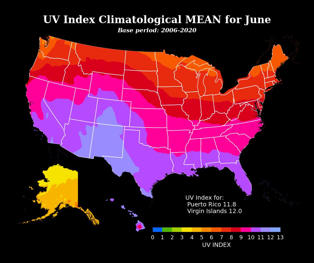 Sun Safety Monthly Average UV Index US EPA