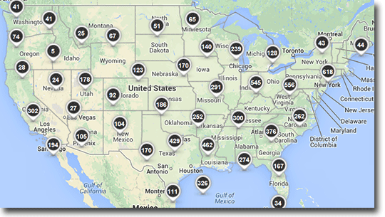 Map of US showing GHG data