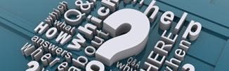 This is a picture of a white question mark surrounded by question-like words such as where, who, what, when, help, answers, etc.