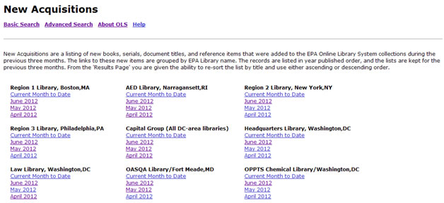 New Acquisitions page