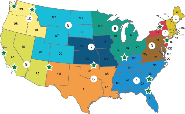 U.S Map of SFJTI locations