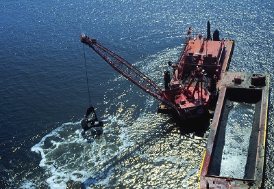 Dredge working in Mobile Bay Ship Channel, Alabama
