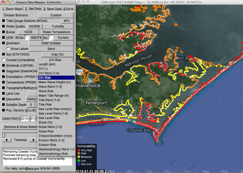 Image of modelled coastal vulnerability data