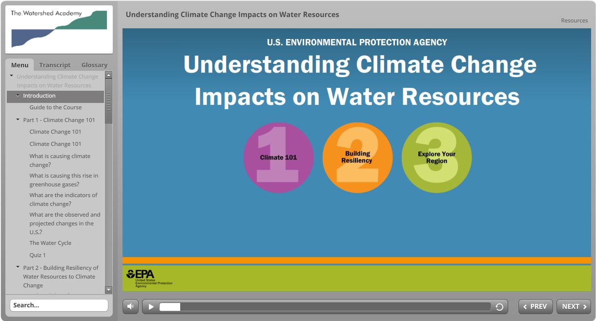 Screen capture from the module entitled Understanding Climate Change Impacts on Water Resources