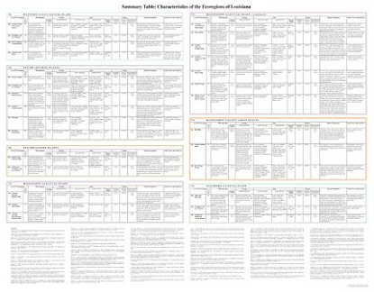 Summary Table: Characteristics of the Ecoregions of Louisiana-- poster back side