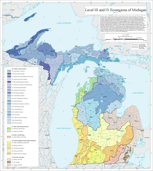 Level III and IV Ecoregions of Michigan--map and descriptions