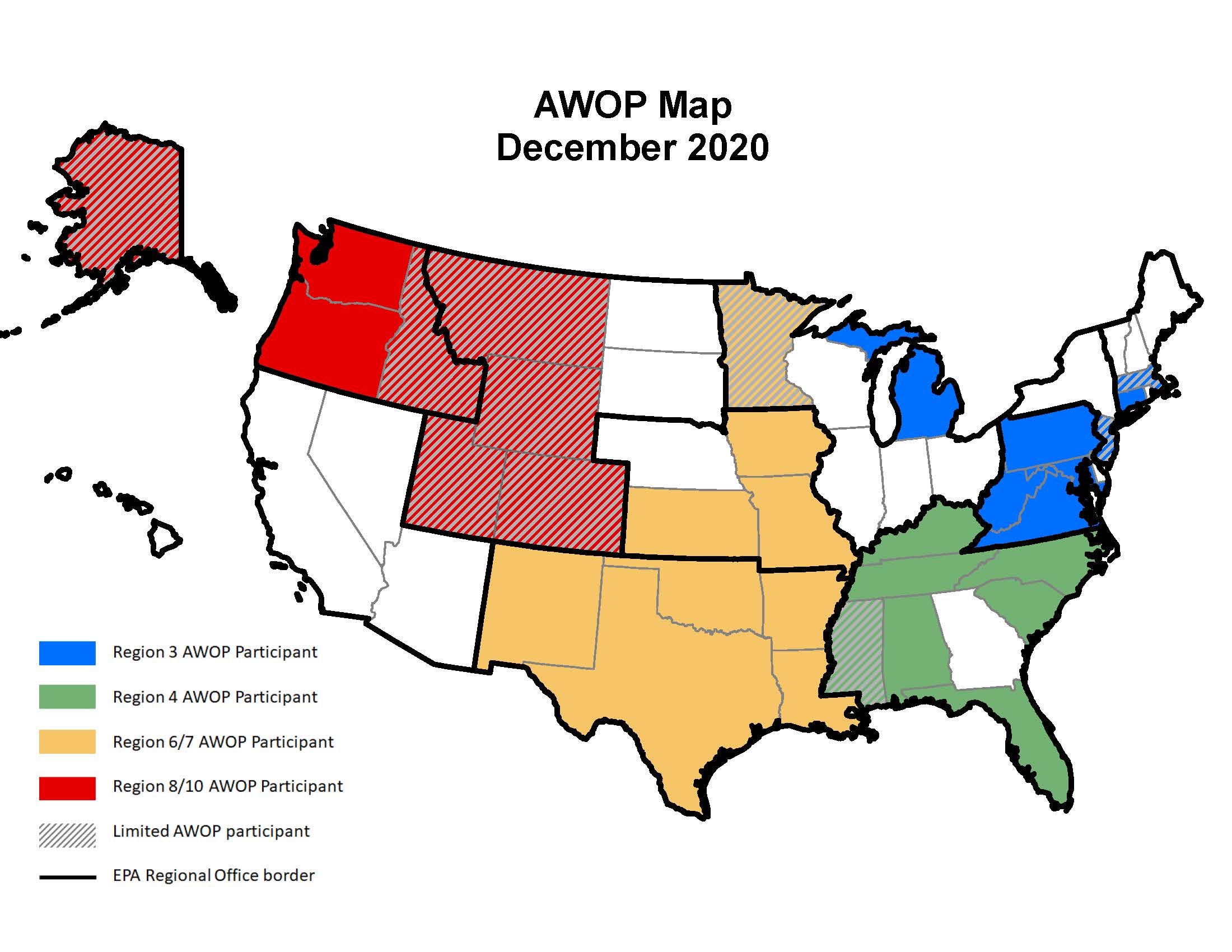 States and regions participating in AWOP.