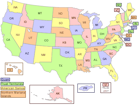 Image of the U.S. map and its territories
