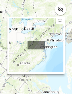 Screen capture of NEPMap showing the overview map icon turned off