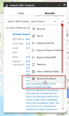 Remove query results