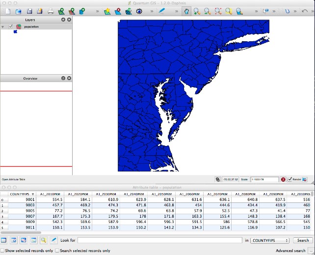 ICLUS data saved from EDM and open in QGIS