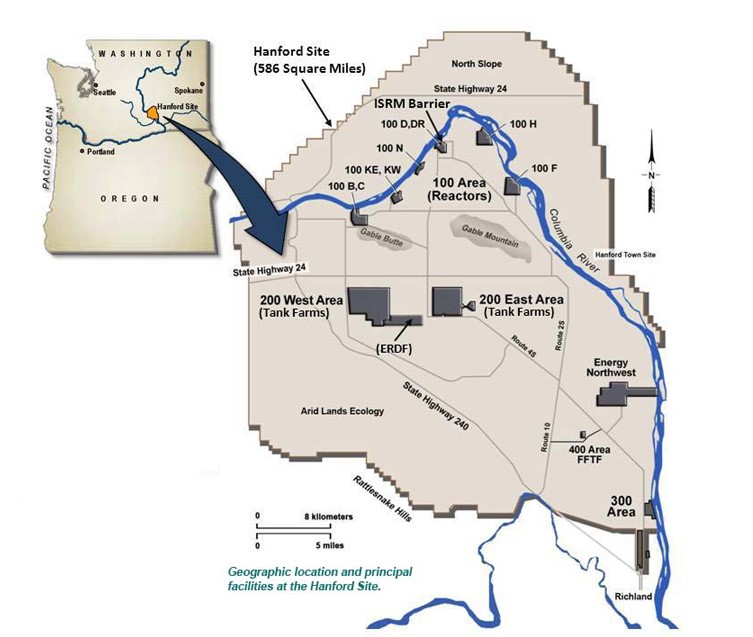 Map of Hanford Site Areas