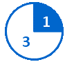 Circular pie chart with 1 completed milestone shown in a blue slice and 3 pending milestones in a white slice with a blue outline.