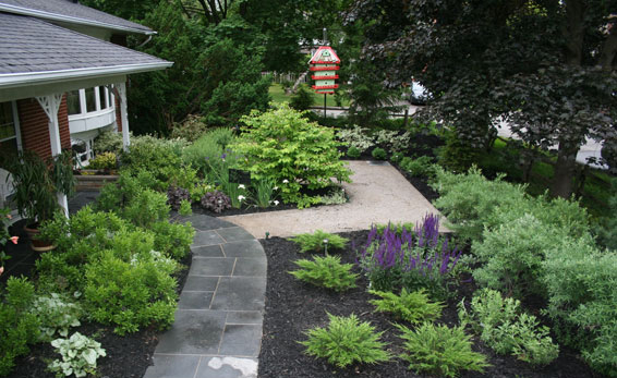 Turfgrass with a granite walkway