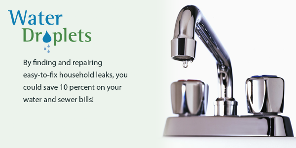 By finding and repairing household leaks, you could save 10 percent on your water and sewer bills.