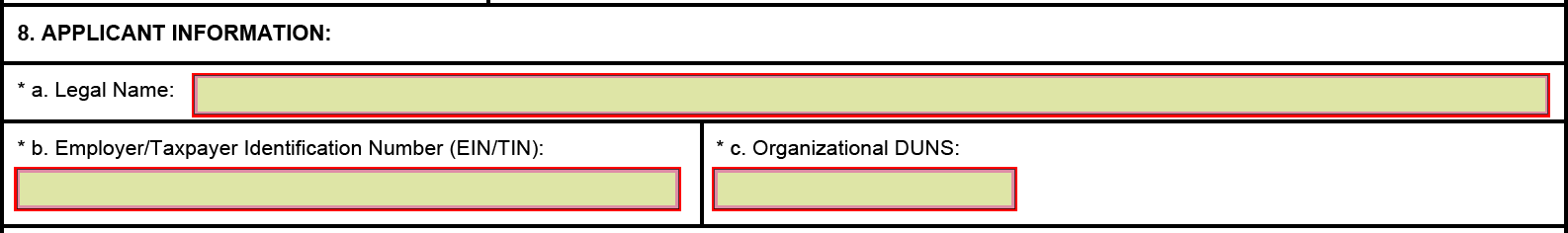 Image showing SF-424 Section 8.c