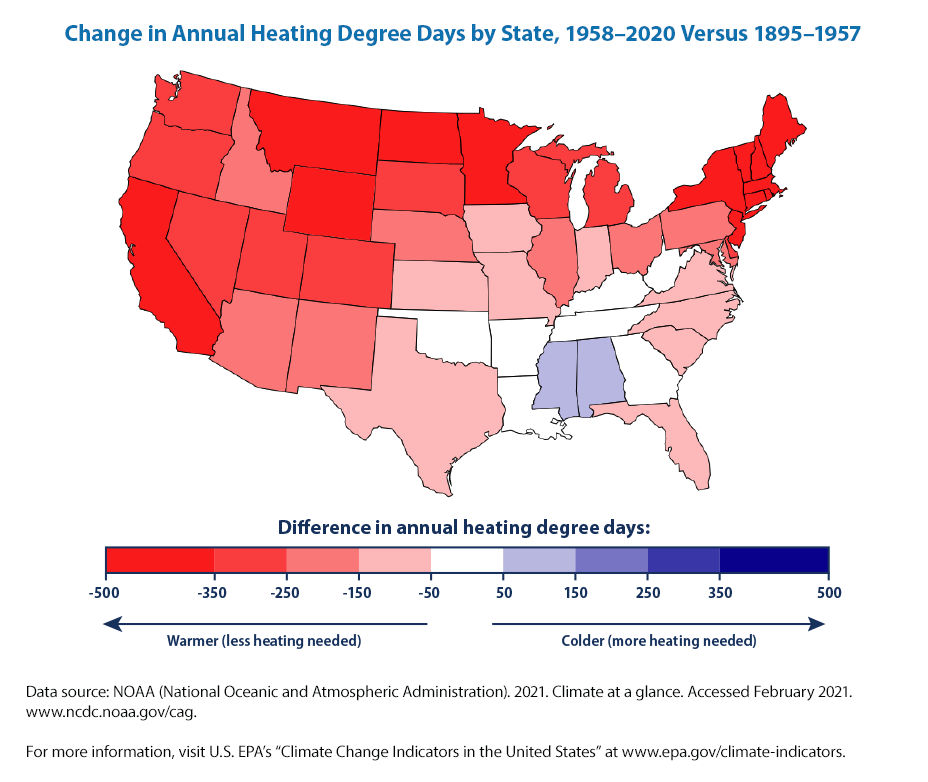 Climate Change Indicators Heating and Cooling Degree Days US EPA