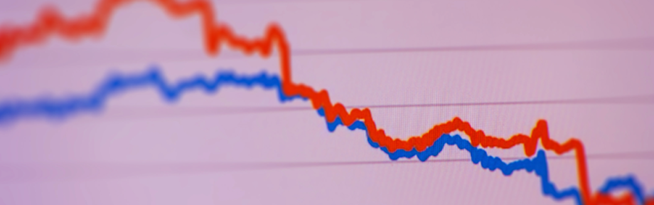 A red line and a blue line on a chart.