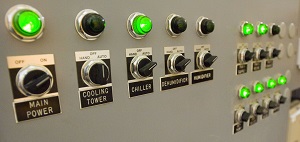 This is a picture of a electric board with several dials