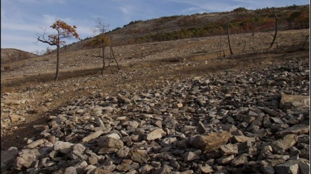 Hillside with rocks in foreground