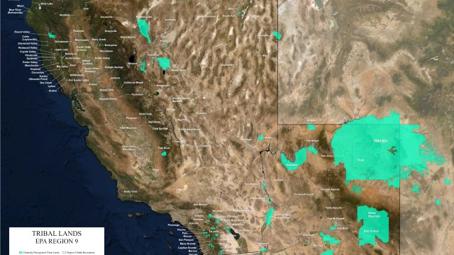 Map of Federally-Recognized Tribes in EPA's Pacific Southwest (Region 9)