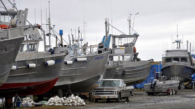 Commercial fishing boats stand ready.
