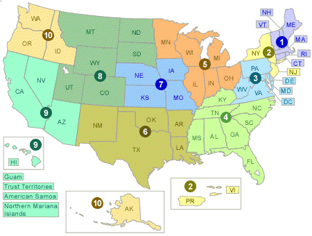 Map of EPA Regions