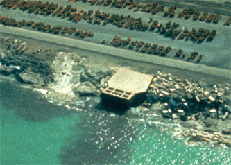 Point source discharging into water body