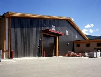 Photo: warehouse with a transpired solar wall