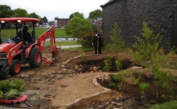 Tree plantings and installation of other green features to help control stormwater pollution.