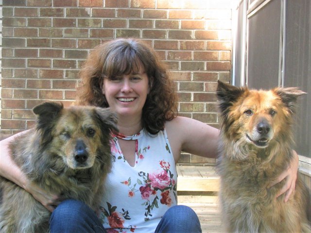 EPA researcher Megan Mehaffey with her dogs Bonnie and Clyde