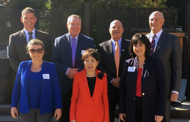 Top L-R: John Henderson, USAF; Paul Leonard, EPA; Mike Stoker, EPA; Larry Kelley, McClellan Business Park. Bottom L-R: Barbara Lee, Department of Toxic Substances Control; U.S. Rep. Doris Matsui, 6th District, CA; Sacramento County Supervisor Sue Frost