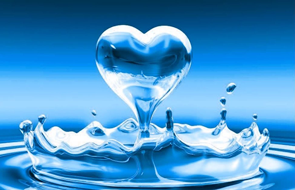 Water droplet in the shape of a heart graphic.