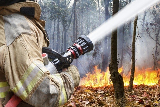 Firefighter fighting a fire