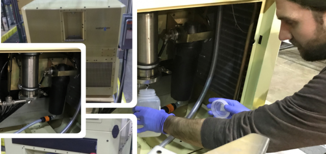 Scientist evaluating the microbial quality of untreated condensate from a commercial atmospheric water generator during a three-month study. 