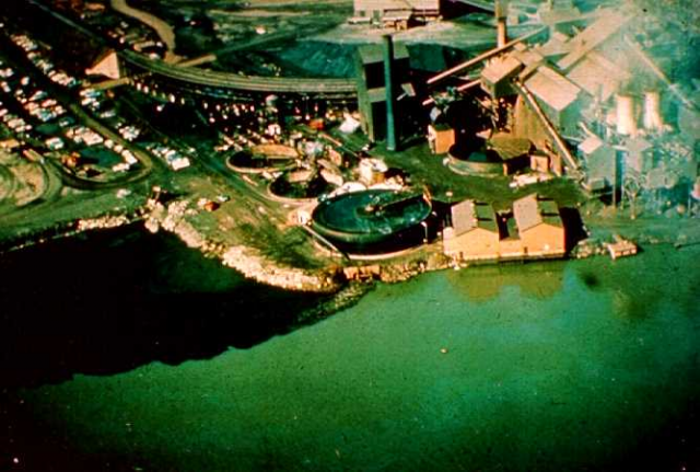 photo of The Black Lagoon (Detroit River AOC) cerca 1961 contaminated with oil and other contaminants of concern. 