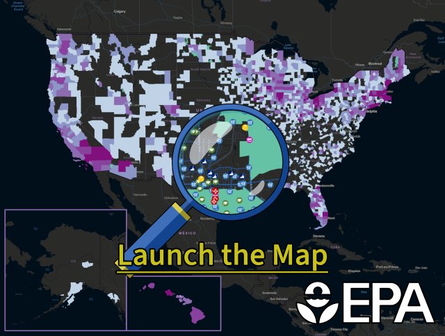 This is a screenshot of the United States from version 2.1 of the Excess Food Opportunities Map with the words Launch the Map on it