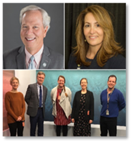 A collage to portraits on top and a group photo below. Photos include: (1) Portrait of Ted Henifin (Hampton Roads Sanitation District in Virginia) (2) Portrait of Lynn Spivey from Plant City, Florida; (3) Group photo of five professionals standing.