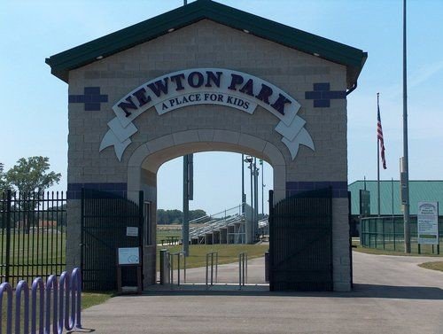 Entry gate to Newton Park in Lakeville, Indiana