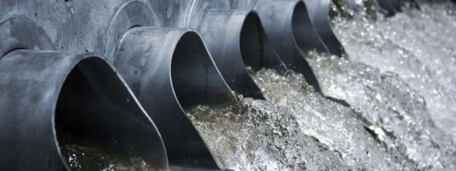 water flowing from wastewater pipes
