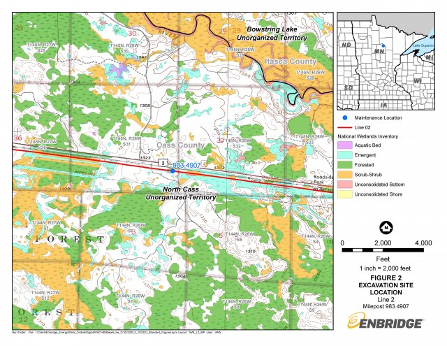 Figure 2 Enbridge Line 2 Excavation Site Locations